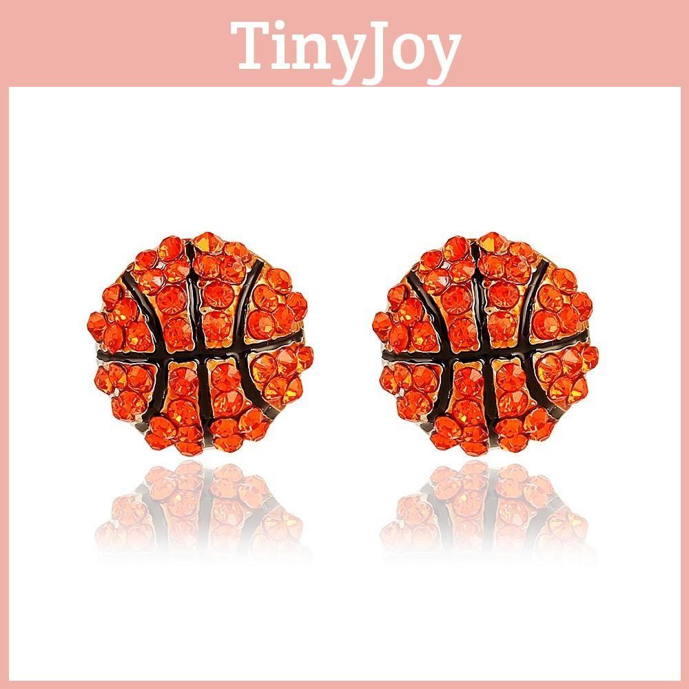Spring Trend Basketball Baseball Volleyball Earrings With Zirconia Sparkling