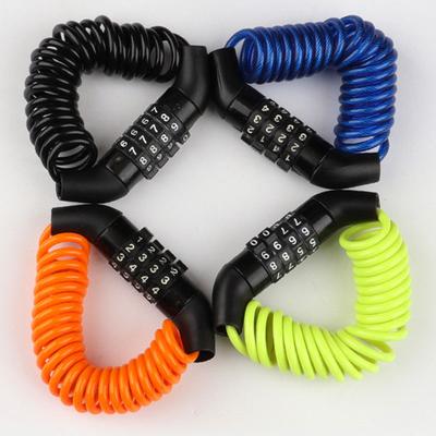 Mini Helmet Lock Anti-theft 4 Digit Password Lock Wire Mountain Bike Frame Durable Steel Wire Cable Bicycle Accessories