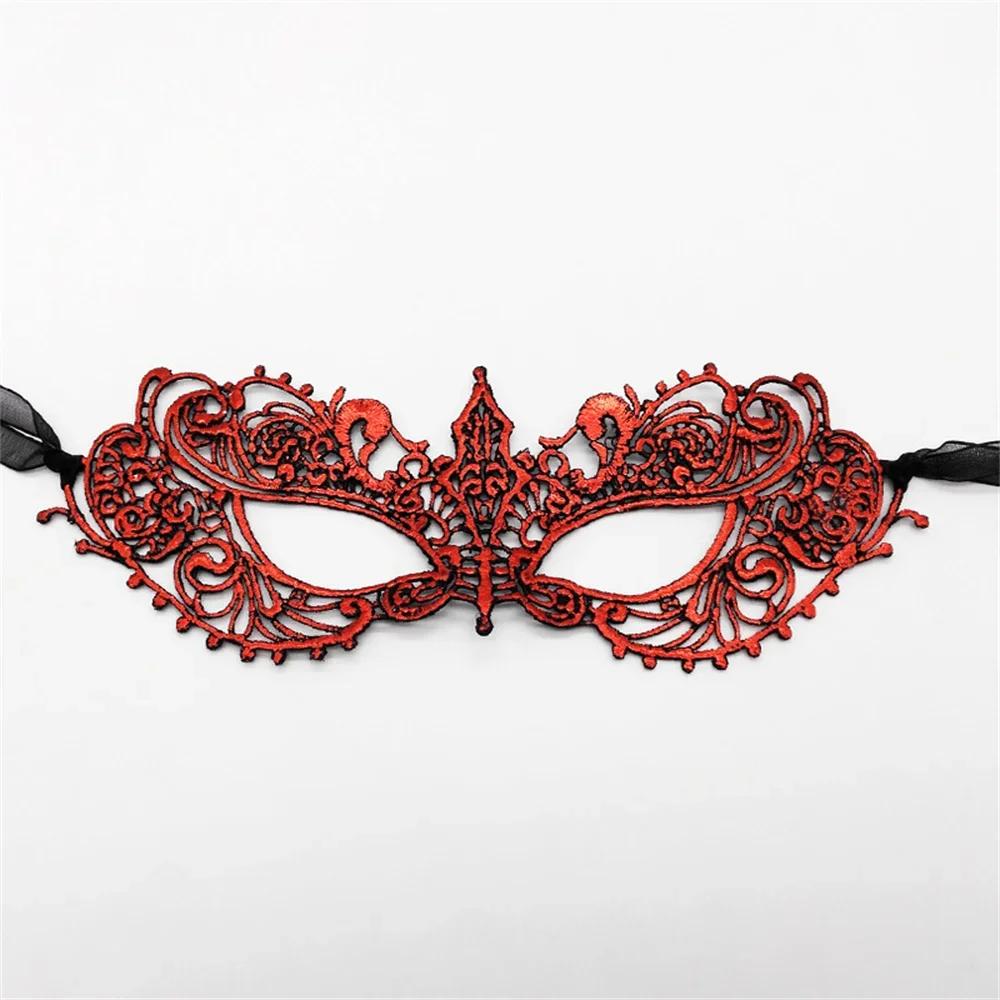 Damen Sexy Durchbrochene Spitze Maskenball Gesichtsmaske mit Band Prinzessinnenparty Mardi Gras Cosplay Abschlussball Requisiten Kostüm Nachtclub Augenmaske