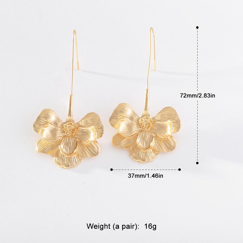 Pinkdudu Cercei cu picătură cu flori de aur, creativ, de modă