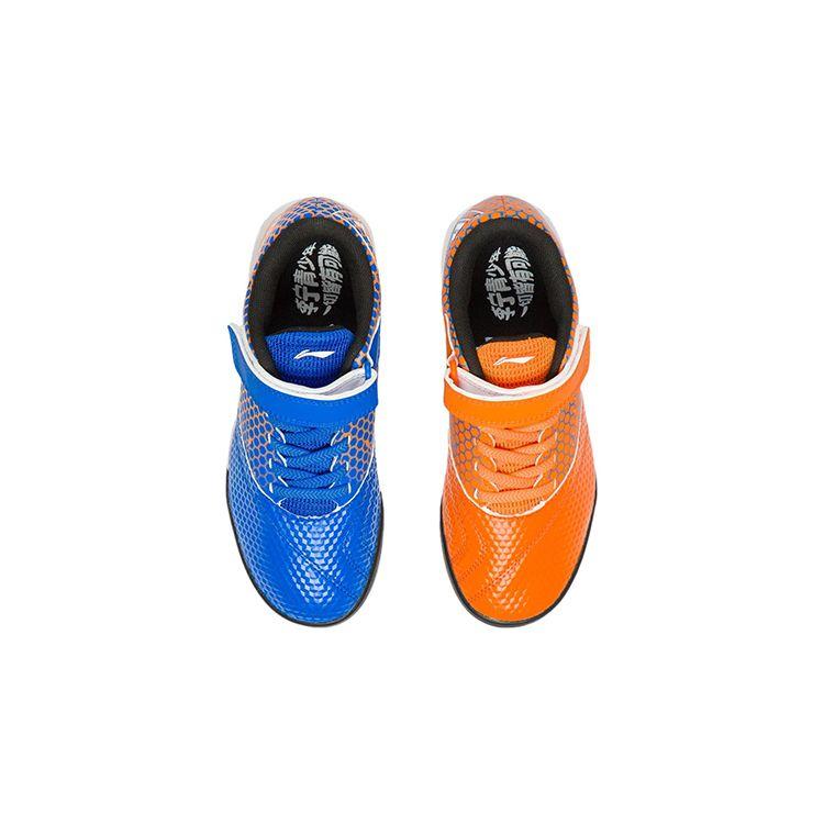 Li Ning Kids Assault Velcro Non-Slip Shock Absorbing Durable Lightweight Low-Top Soccer Shoes Kids Soccer Shoes Blue Orange YKGS004-1