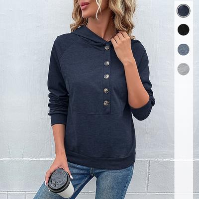 Casual Comfort and Versatility Autumn and Winter Multi-color Women's Long-sleeved Sweater Solid Color Women's Hoodie