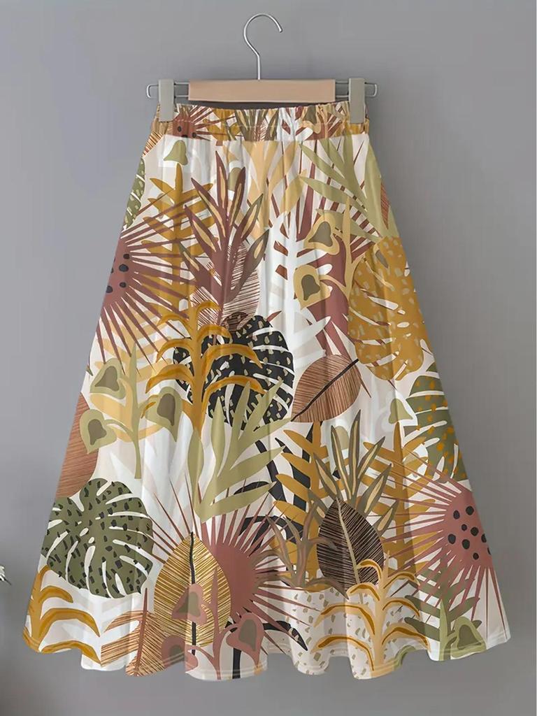 2025 Autumn Casual Leopard Print Fishtail Skirt with High Elastic Waist