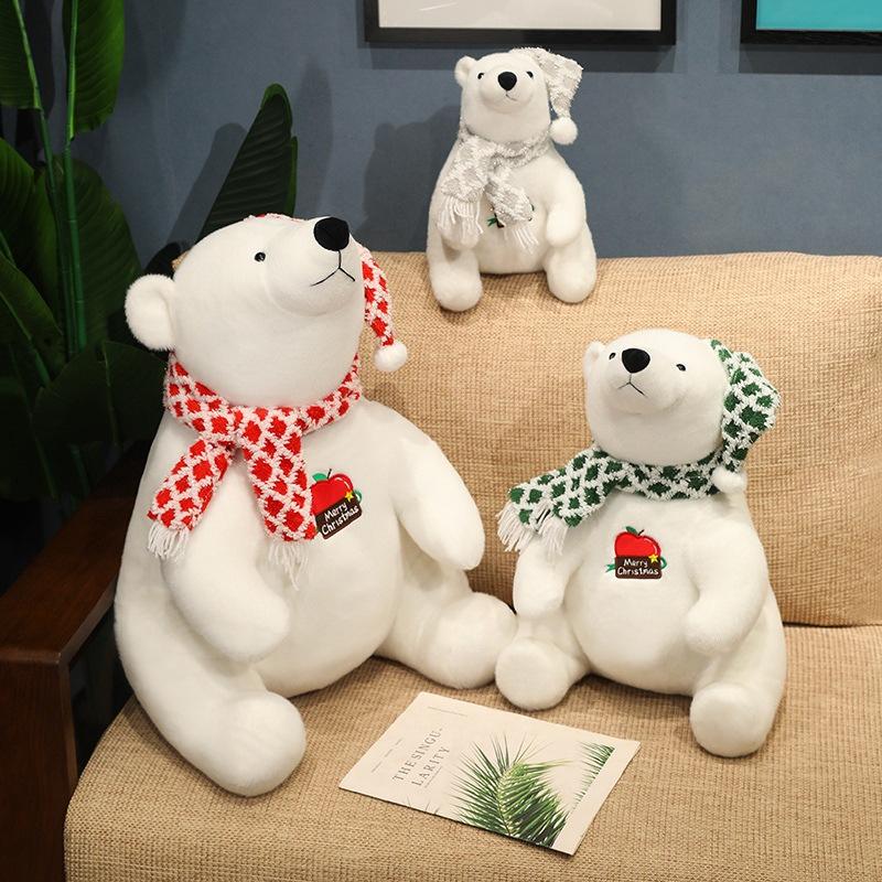 Cute Cute Christmas Polar Bear Doll Plush Toy White Polar Bear Doll Children Christmas Rag Doll