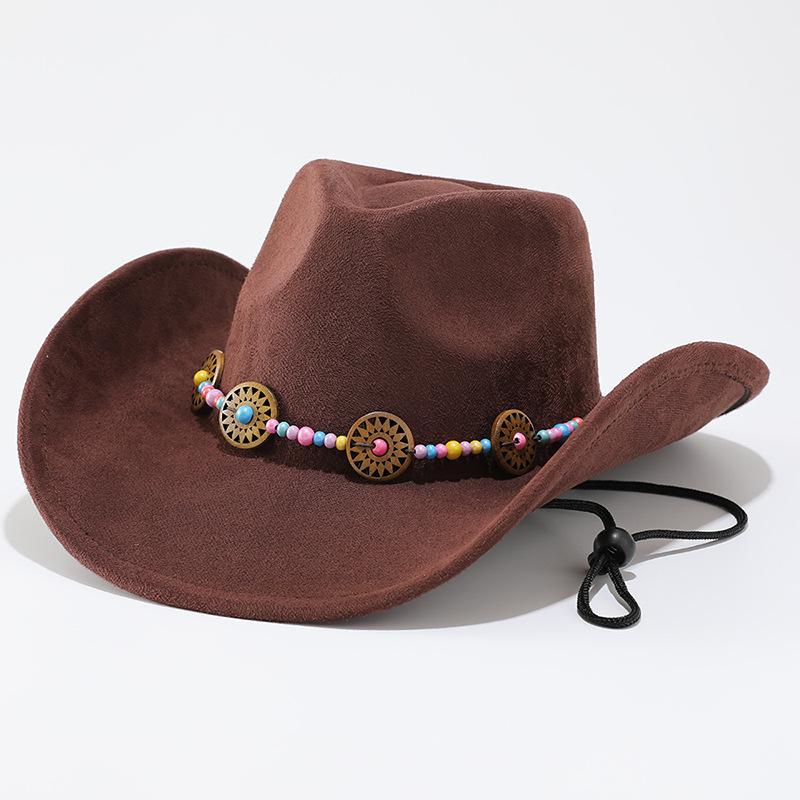 Europe and the United States hot-selling retro suede warped edge western cowboy hat men and women outdoor curled brim ethnic style top hat felt hat