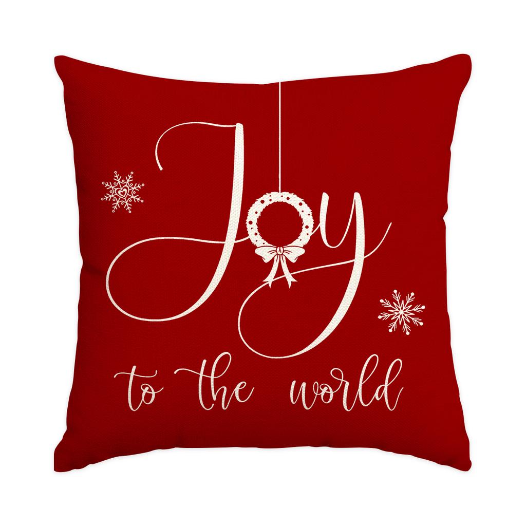 1/4Pcs Red Christmas Pillowcase, Bow Christmas Wreath, Christmas Plant Design Cushion Cover, Farmhouse Christmas Decoration