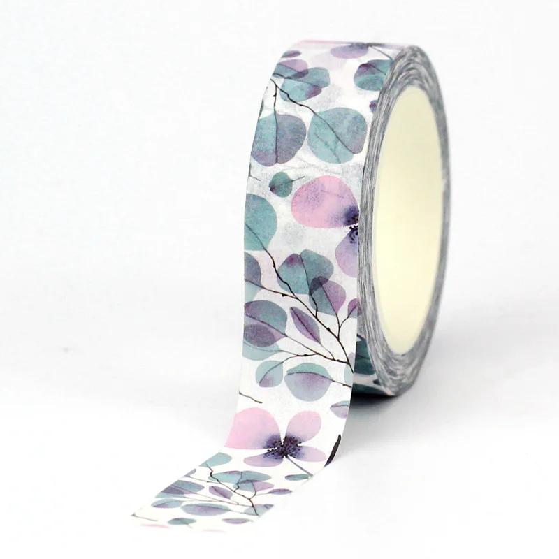 NEW 1X 10M Decor Flower Leaves Japanese Paper Cinta Washi Tape Set for Scrapbooking Masking Tape Cute Journal Kawaii Papelaria
