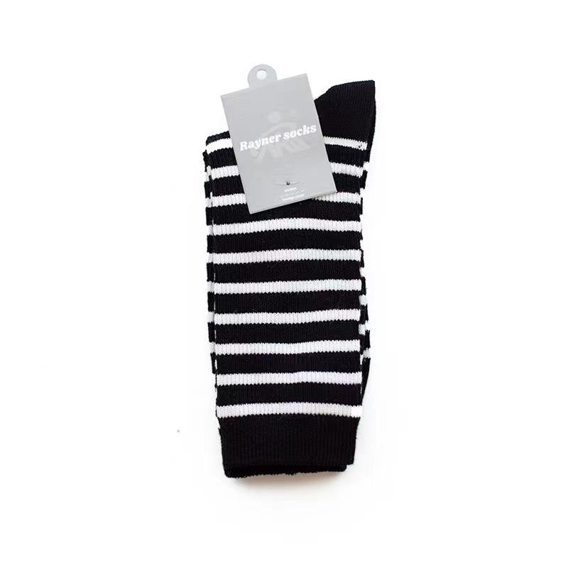 Striped Mid-Leg Socks Ceiling Xiaohongshu Exploration Store Recommended Colored Striped Mid-Length Socks Collection