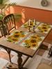 Sunflower Print Placemats Set - 4 Styles, Linen-Like Table Mats for Kitchen & Dining