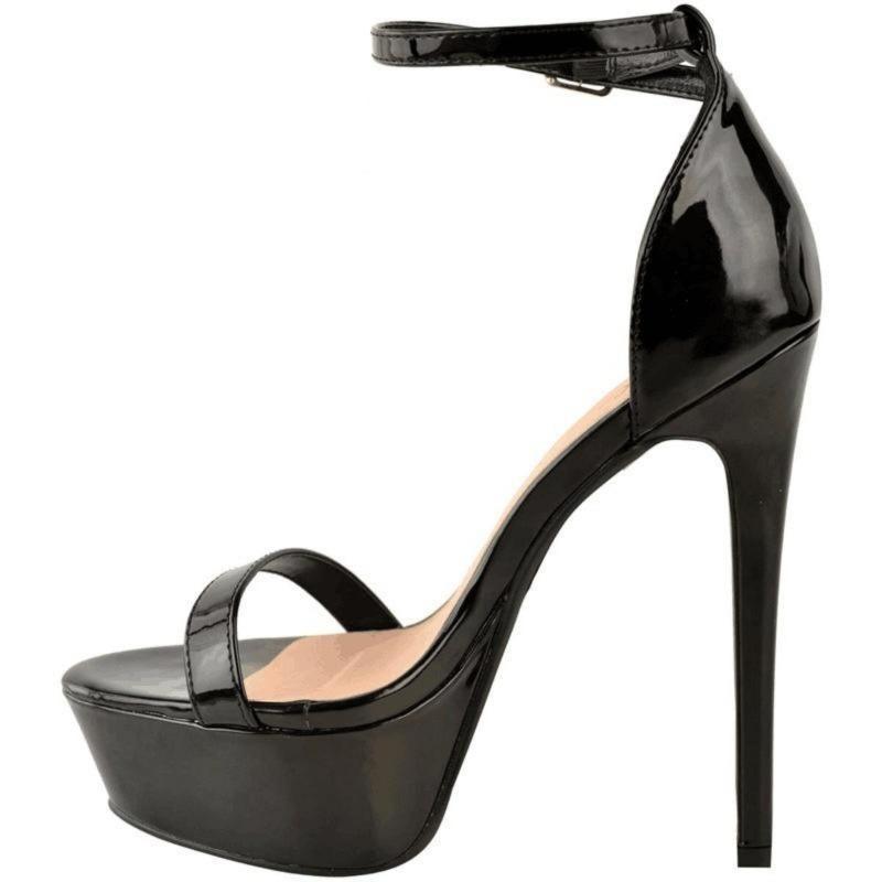 Women Sandals New 14cm Sexy Supper High Heels Patent Leather Nighclub Open Toes Platform Sandal Party Wedding Shoes Shoe