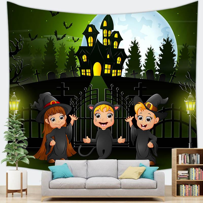 

Домашний декор Счастливый Хэллоуин Гобелен Настенный декоративный гобелен с изображением тыквы Дьявола Гобелен с изображением тыквы для вечеринки 230X180CM tapiz 100X75CM