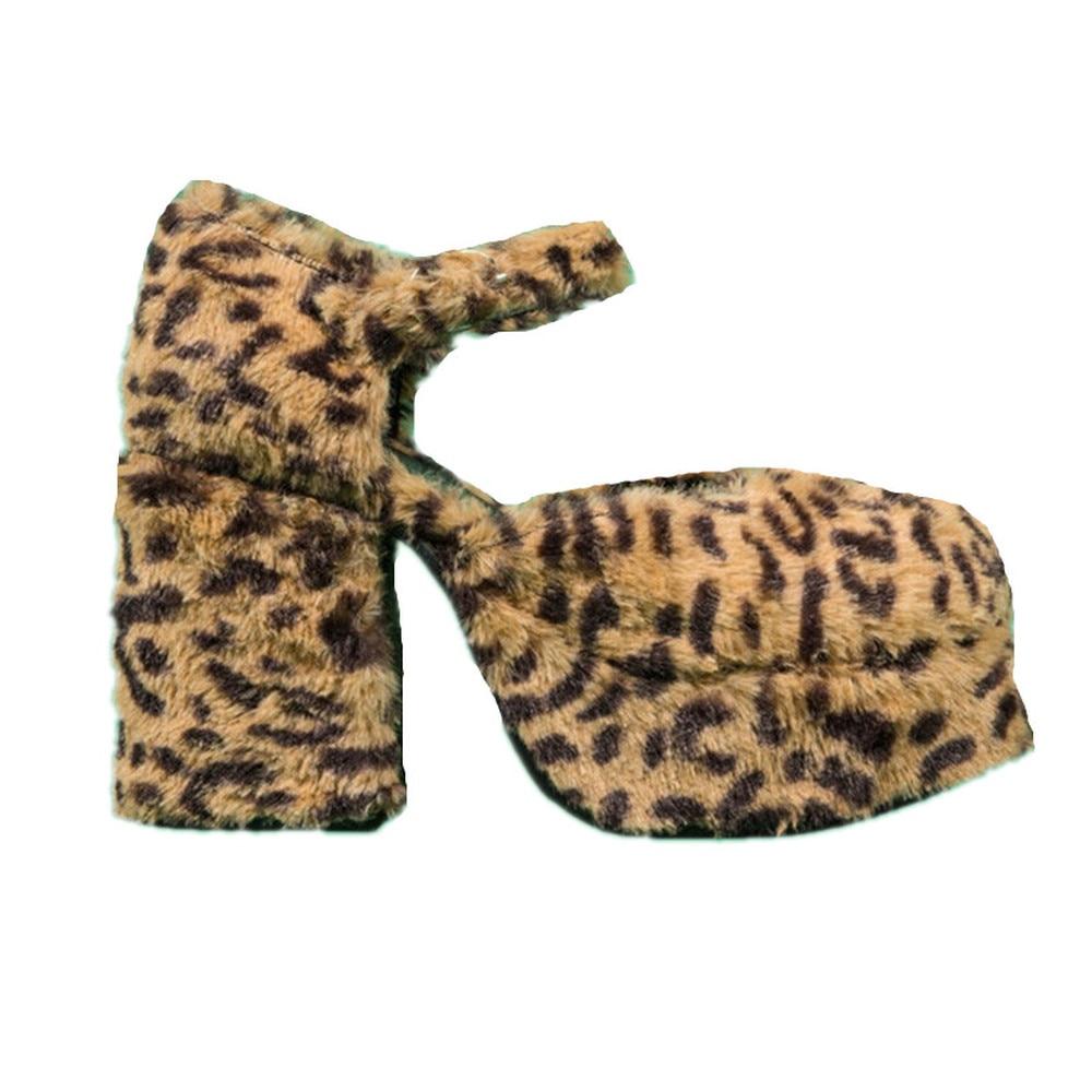 Fluffy cheetah heels Clearance