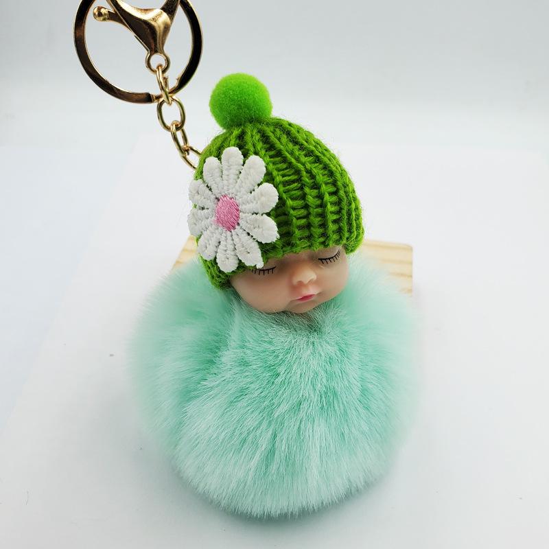 Imitation Rex Rabbit Fur Sleeping Doll Keychain - Cute Sleeping Baby Bag Pendant Gift