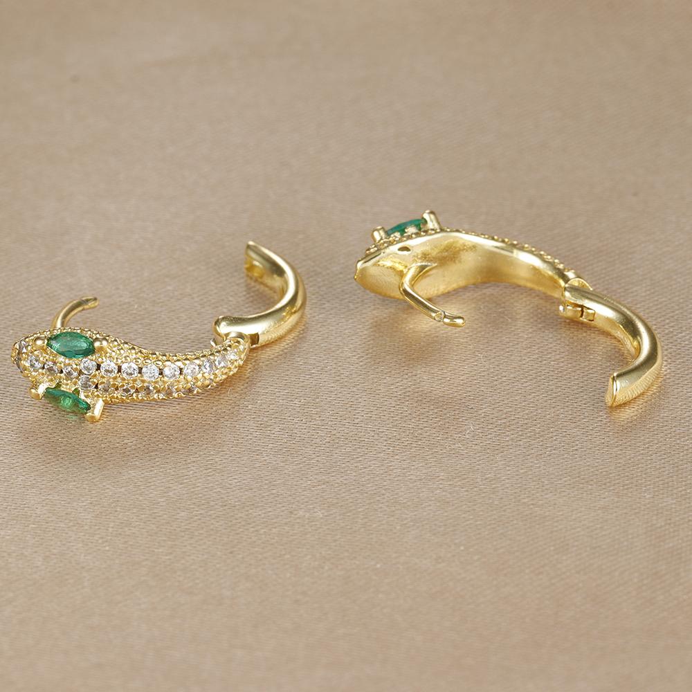 High Quality Green Crystal Zirconia Snake Hoop Earrings for Women Fashion Chic Animal Party Jewelry Accessories