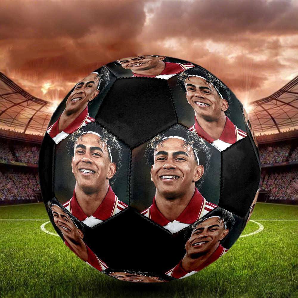 Ballon de Football en Salle Lamine Yamal Coloré Cousu à la Machine PVC Taille 5 Prêt pour l'Entraînement d'Équipe et la Compétition Durable Haut Rebond Cadeau Sportif Cool