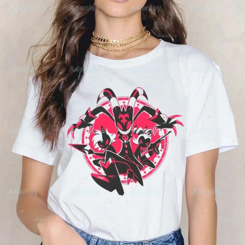 Cartoons Helluva Boss T-shirts Women Summer Graphic Tees Funny Shirts For Woman Tshirts Crew Neck Harajuku Tops