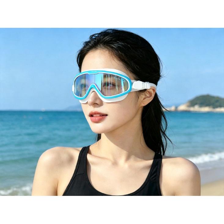 New Adult Large-frame Electroplated Colorful Swimming Goggles, Silicone Anti-fog, Waterproof, High-definition, UV Protection