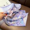 China Style Light Retro Purple Flower Oil Painting 53 Silk Scarf Women's Square Binding