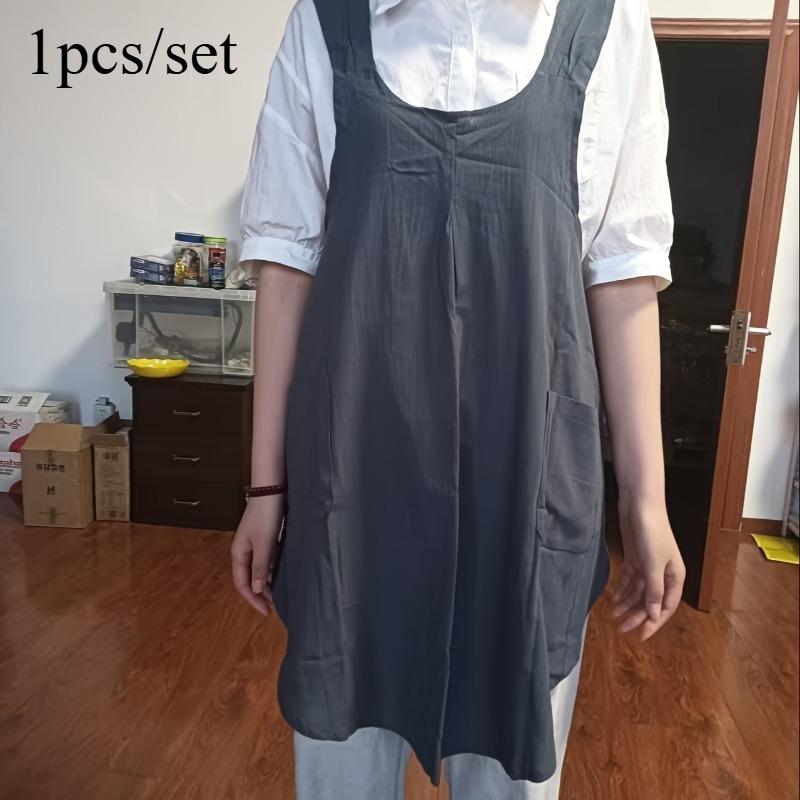 1 ks Bavlněná lněná zástěra Dámská Retro s květinovým potiskem Pohodlná halena pro domov Kuchyň Květinářství Domácí potřeby