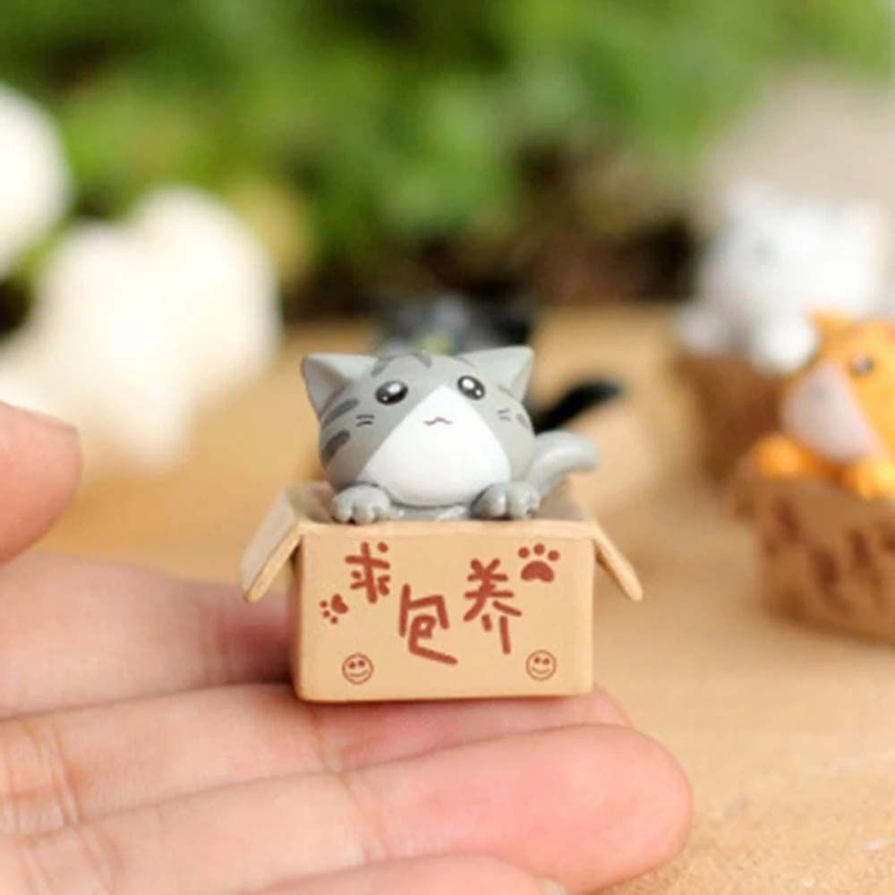 Miniatur Statue Cartoon Bastelartikel Schmuckstück Kätzchen Kitty Modell Arme Kiste Katze Auto Figur Kleine Statue