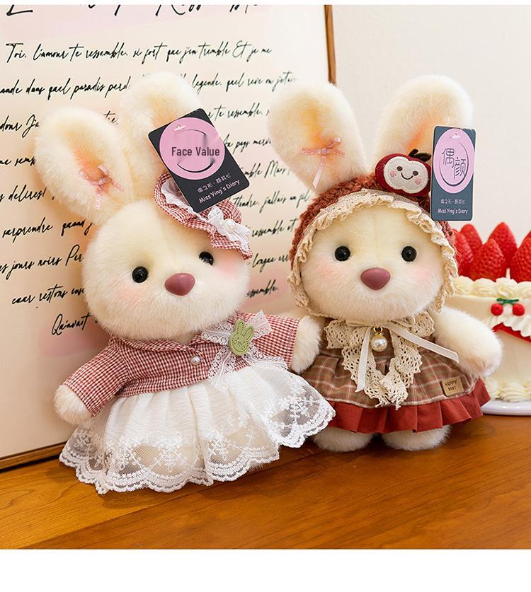 Adorable Lolita Bear & Rabbit Plush Pendant - Cute Bag Charm & Desk Companion