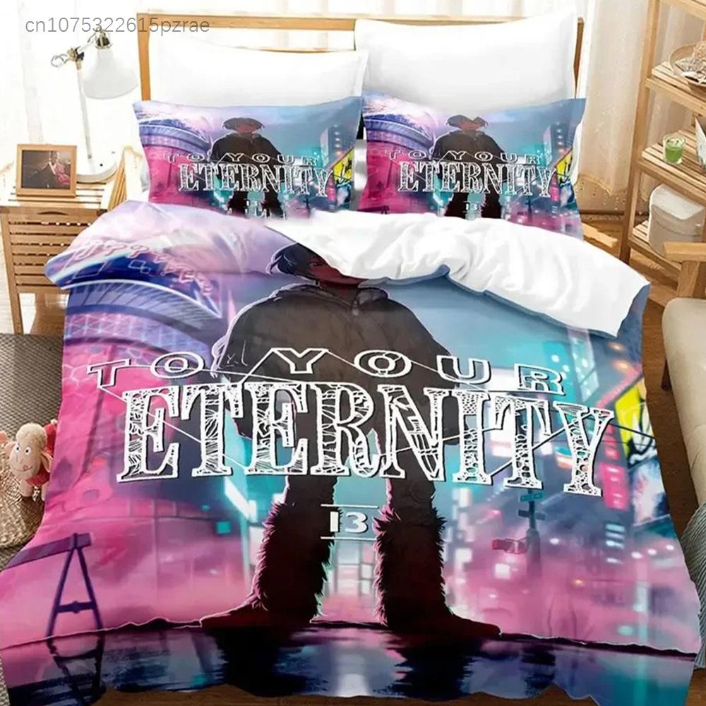 Anime To Your Eternity Bettwäscheset Jungen Mädchen Twin Queen Größe Bettbezug Kissenbezug Bett Kinder Erwachsene Mode Heimtextilien