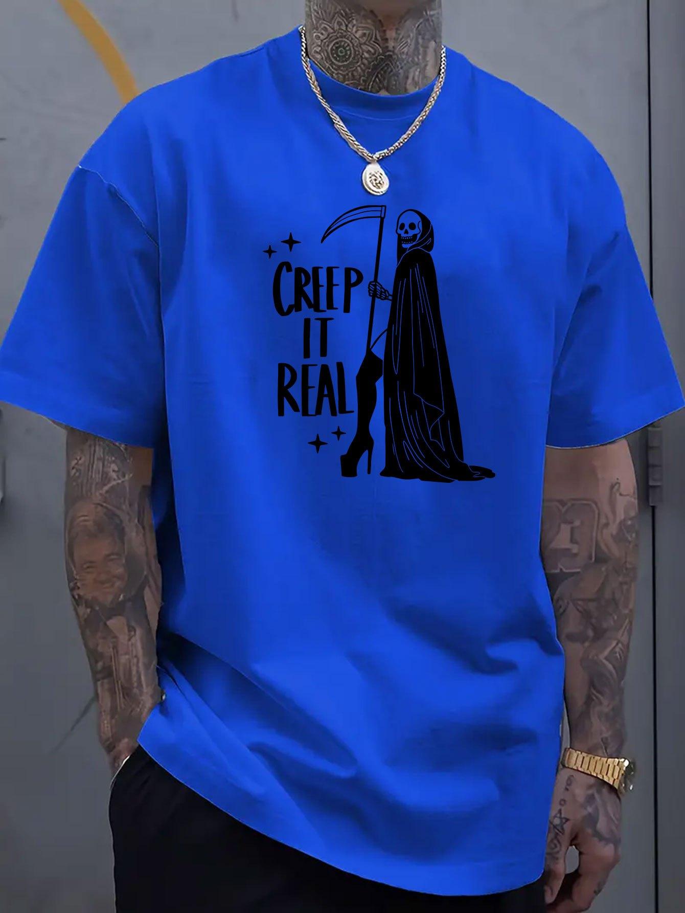 

Death God Graphic Print Short-Sleeve Luxury Cotton T-Shirt Summer Unisex Men s and Women s Casual Loose Fashion Trendy Clothing 4XL