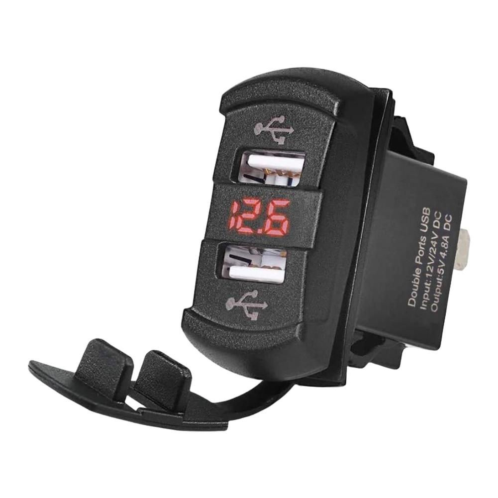 LED Digital Voltmeter Car Charger with Two USB Charging Ports Compatible with 12V and 24V DC Power Systems for RV Truck BoatGood product