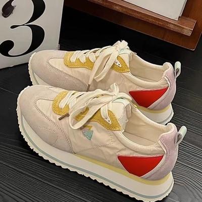 Fashion 2024 New Women Square Heel Sneakers Spring/Autumn Casual Rubber Ladies Platform Shoes Lace-up New Women's Vulcanize Shoes