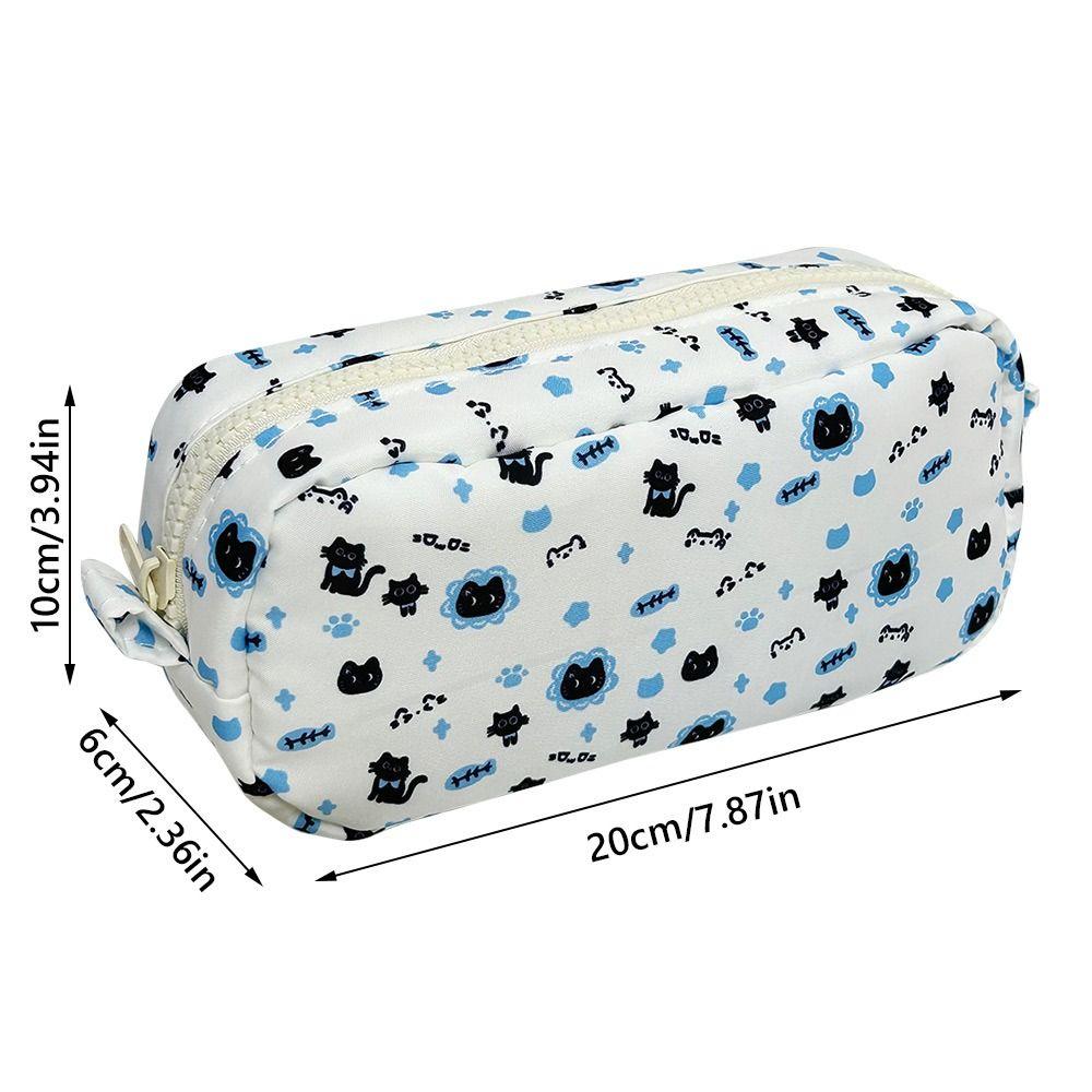 Cute Cartoon Cat Pen Bag Large Capacity Zipper Design Stationery Bag Stationery Organizer Students