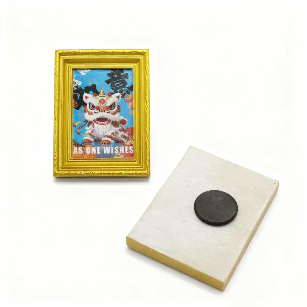 3D Lion Dance Fridge Magnet Photo Frame - Festive Spring Festival Decoration