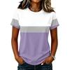 Dames Casual Pullover Korte Mouw T-shirt Kleurblok Bedrukt Top Ronde Hals Lichtgewicht Zachte Stof