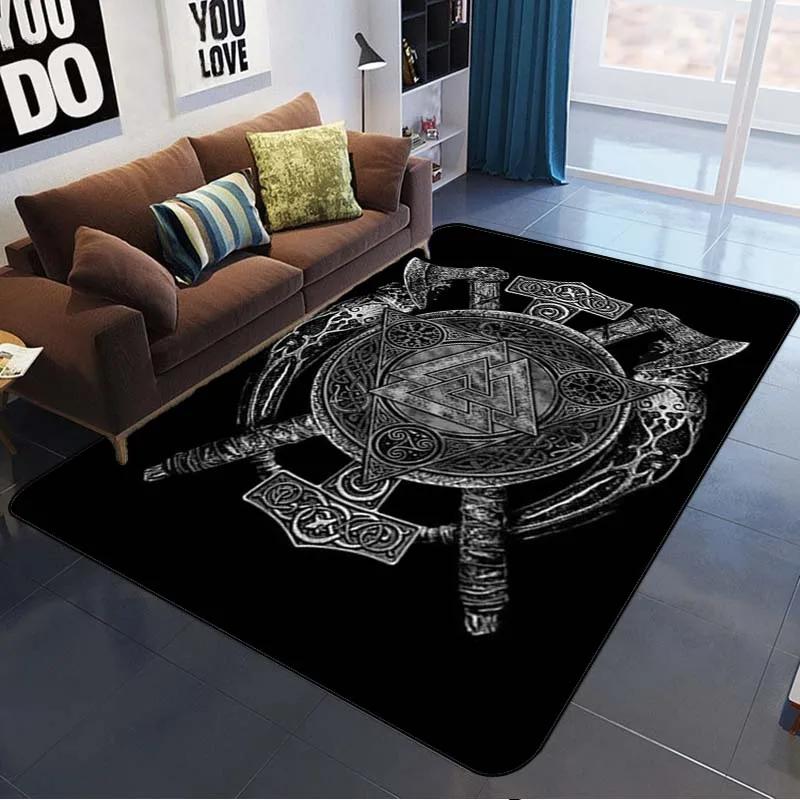 

3D Viking Pattern Carpet Area Rugs Graphic Square Anti-slip Large Carpets Living Room Home Decoration Children Bedroom Carpet 40x60cm