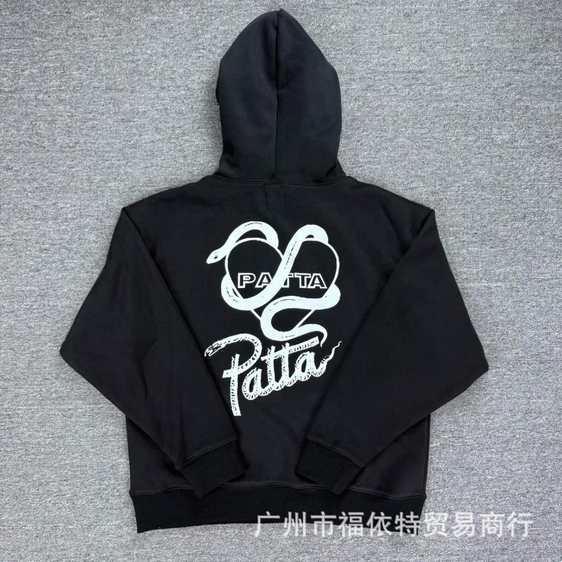 Black Patta Cartoon Graphic Letter Print Hoodie Casual Sweatshirt Teens