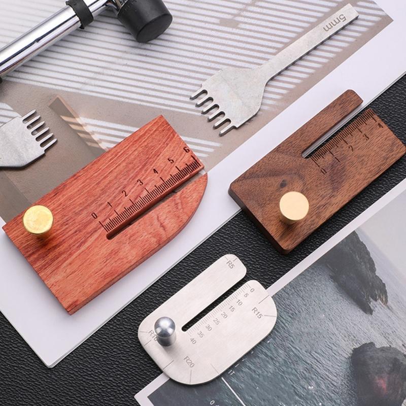 Leather Stitching Punch Aid Plate Wooden Leather Chopper with Clear Scale Leather Punch Plate for Craft Projects