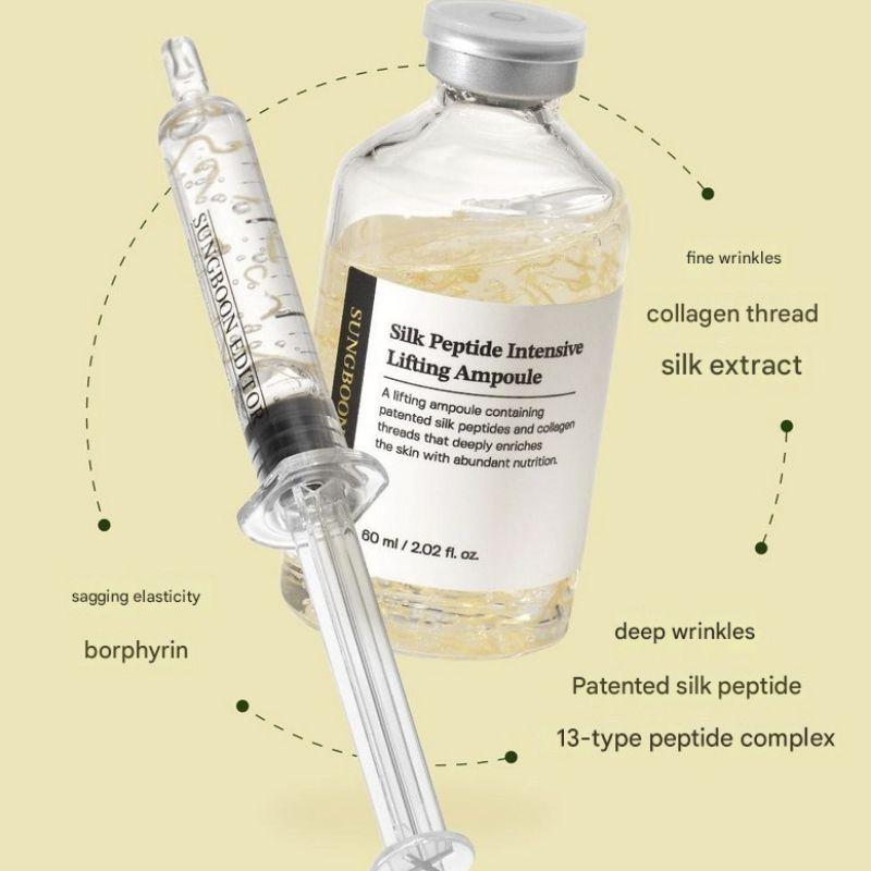 Sada: Korektor v ampuli s liftingovými hedvábnými peptidy a rozpustnými nitěmi 60 ml + Zlatý oční krém s rozpustnými nitěmi 30 ml