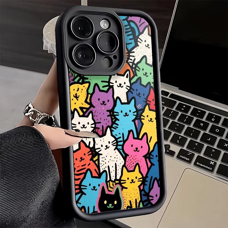 Phone Case for iPhone 17 Air 16E 15 16 Pro Max Cartoon Cute Cats Theme Cover 14 Plus 13 12 Mini Soft Shell Silicone Fundas