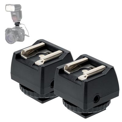 JJC Hot Shoe Adapter for PC Sync PC Type Sync and Camera Hot Shoe 2-Pack Port/3.5mm Contacts, 3.5mm Jack, Cord, Flash,