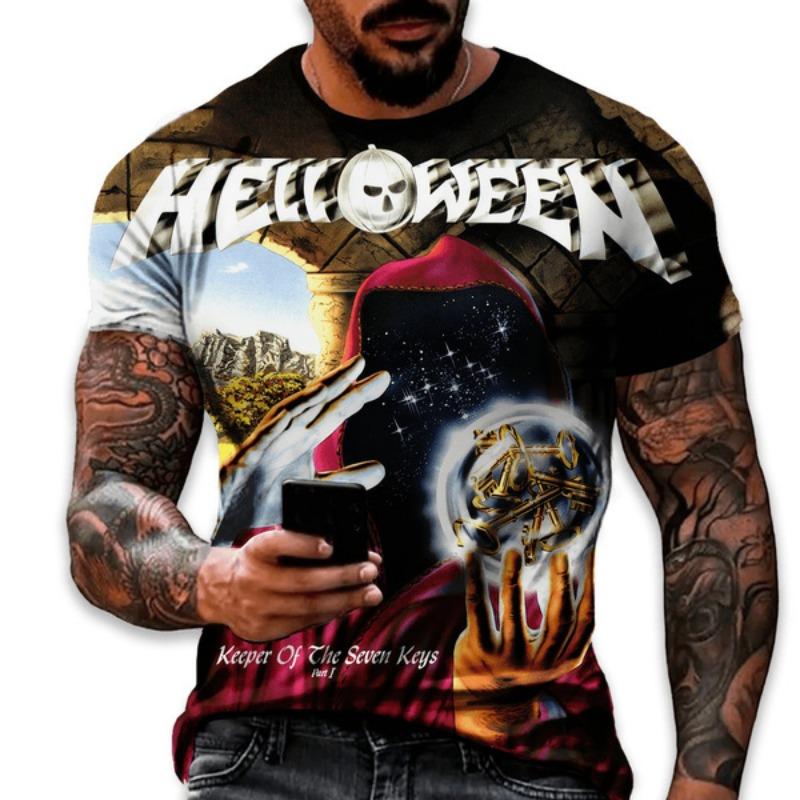 

Rock Band Helloween 3D Print T-Shirts Men Women Casual Hip Hop Short Sleeve T Shirt Tops Y2K Harajuku S