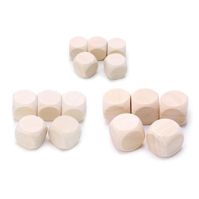 5 Stück leere Holzwürfel, unvollendete quadratische Blöcke, 6-seitige Holzwürfel mit abgerundeten Ecken für DIY-Bastelprojekte