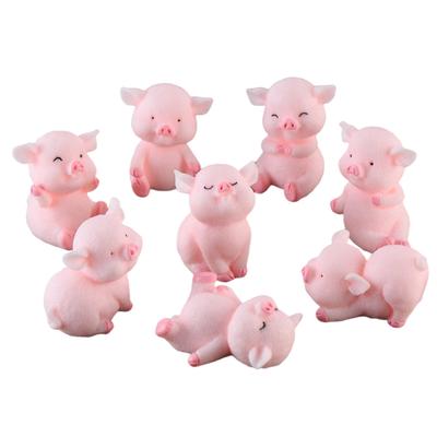 8 sztuk Mini Figurek Świnek Dekoracja Topper na Tort Babeczki Rzemiosło ze Świnek Żywiczny Ozdoba do Samochodu Domu Dziecka