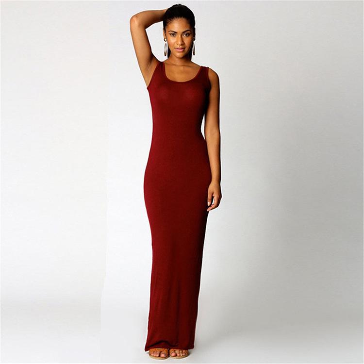Elegant Solid Color Bodycon Tank Dress for Nightclub Summer