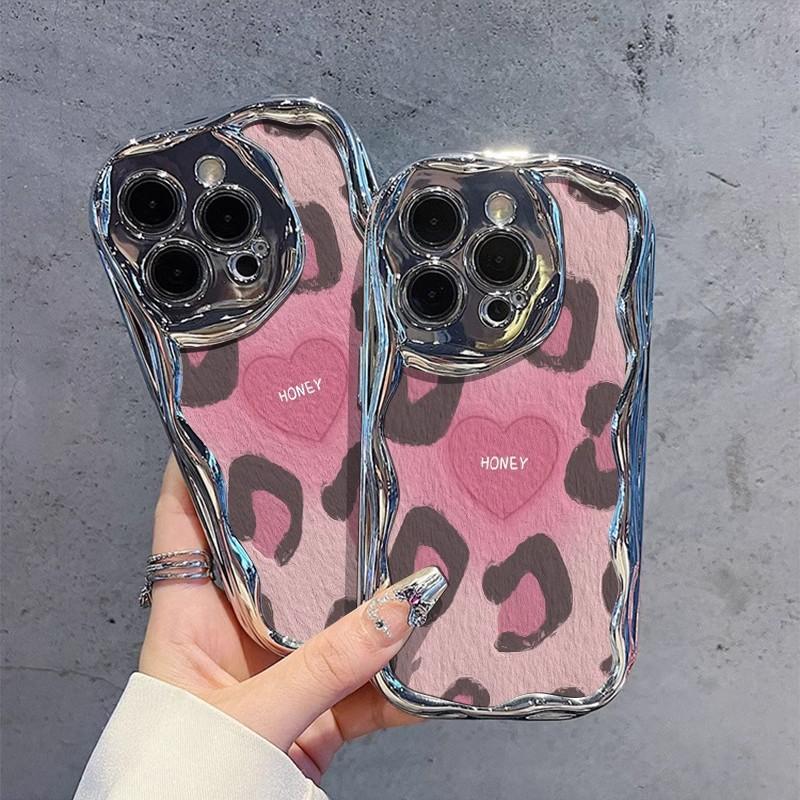 Electroplating Powder Leopard Print Suitable for Apple 16pro Mobile Phone Case New Iphone15promax Cartoon 13 Personality 17