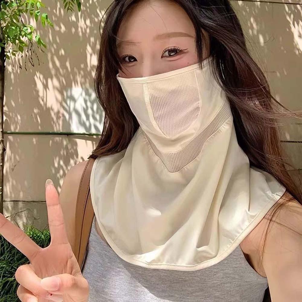Ice Silk Neck Sunscreen Mask Thin Breathable Sunshade Mask Face Sun Protection  Seaside Vacation