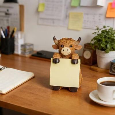 Highland Cow Memo Board Resin Notes Holder Cute Desktop Decoration Office Study Organizer Practical Gift for Home And Office Use