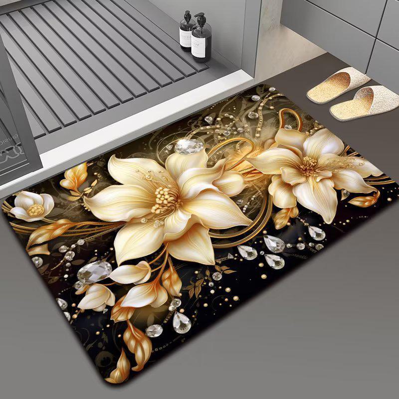 

3D цветочный диатомовый грязепоглощающий нескользящий коврик для ванной комнаты, можно стирать в стиральной машине model 9, 30cm x 40cm