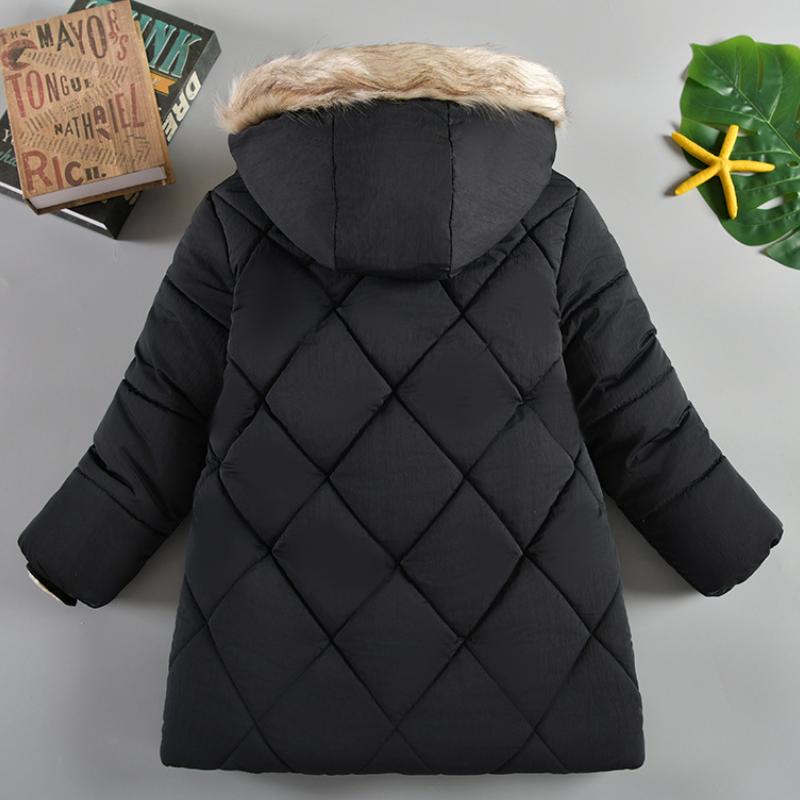 Boys Autumn and Winter Hooded Fur Collar with Plush Thick Coat for Warmth Insulation and Windproof