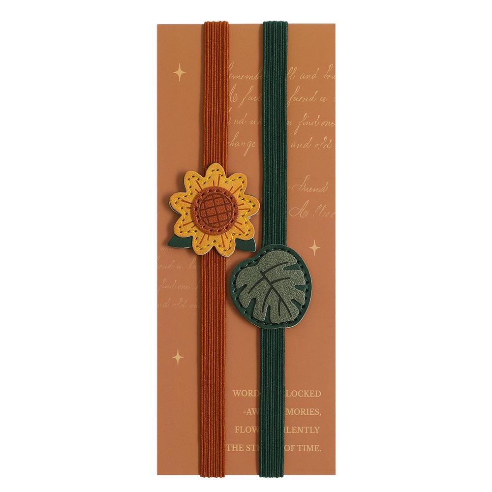 

Decorative Elastic Notebook Strap 2 Pcs With Vintage Stitch-like Design PU Flowers Aesthetic Closure For Storage Organizer