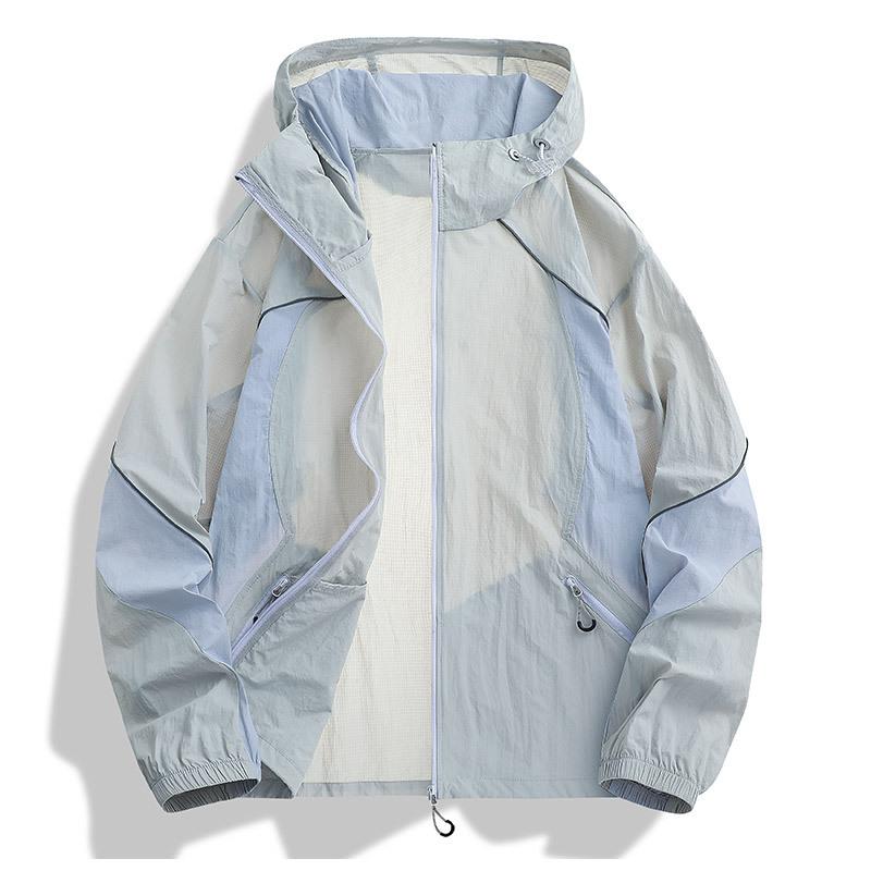 

Men Women Lightweight Breathable Ice Silk Summer UV Protection Jacket Sporty Coat Anti-Uv Long Sleeve Zipper Skincoat 4XL