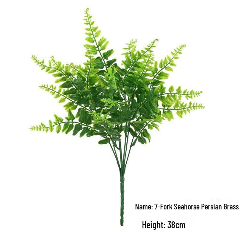 Artificial Green Plant Bundle: Decorative Plastic Grass, Water Grass, Plastic Flower, and Fern.